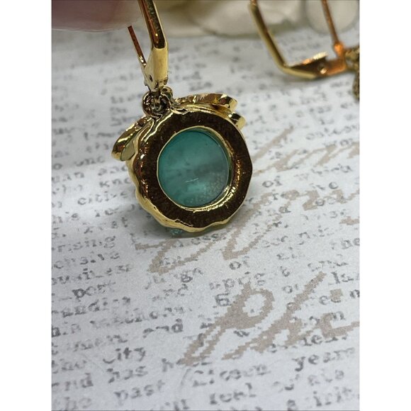 Gold plate Iridescent Dragonfly Wire Green Earrings Fall Gift Mom Birthday Wife - Picture 5 of 15